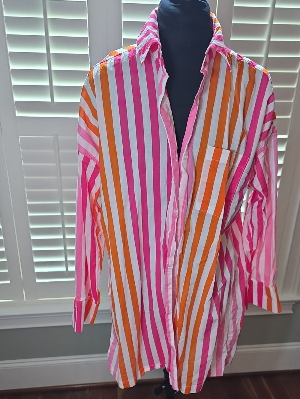 Beach Riot Pink & Orange Striped Button-Up